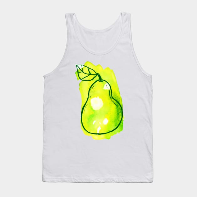 Green Yellow Watercolor Pear Tank Top by saradaboru